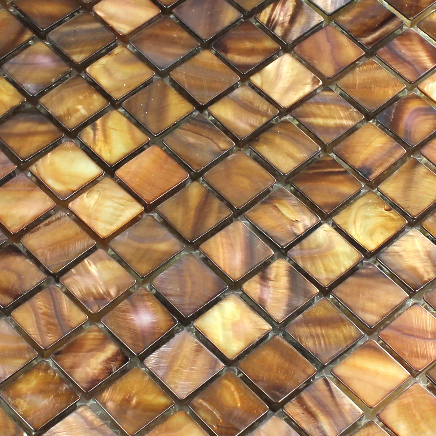 Uzorak Mozaik Pločice Staklo Efekt Sedefa Smeđa Zlatna 