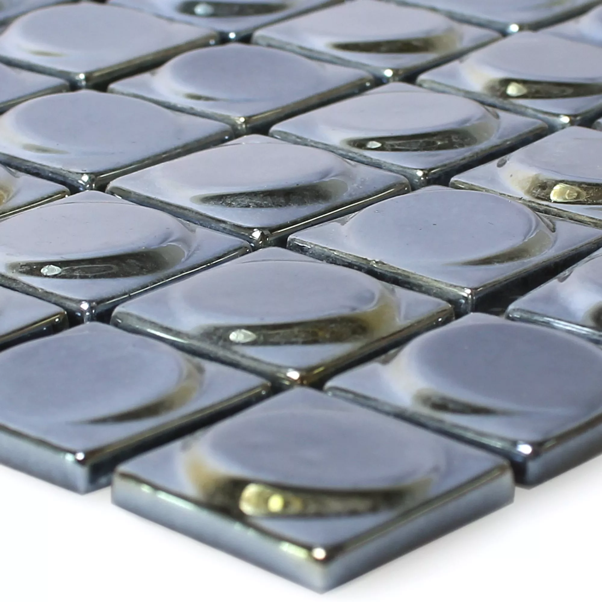 Stakleni Mozaik Pločice Accra Crna 3D Zaobljen