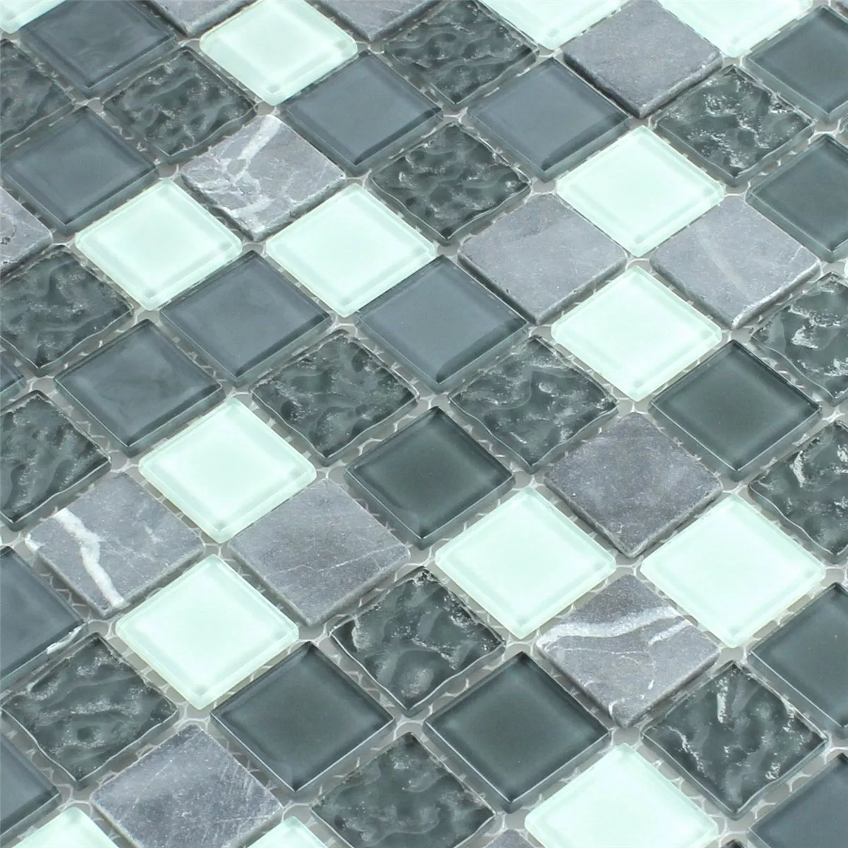 Mozaik Pločice Staklo Mramor Siva 25x25x4mm