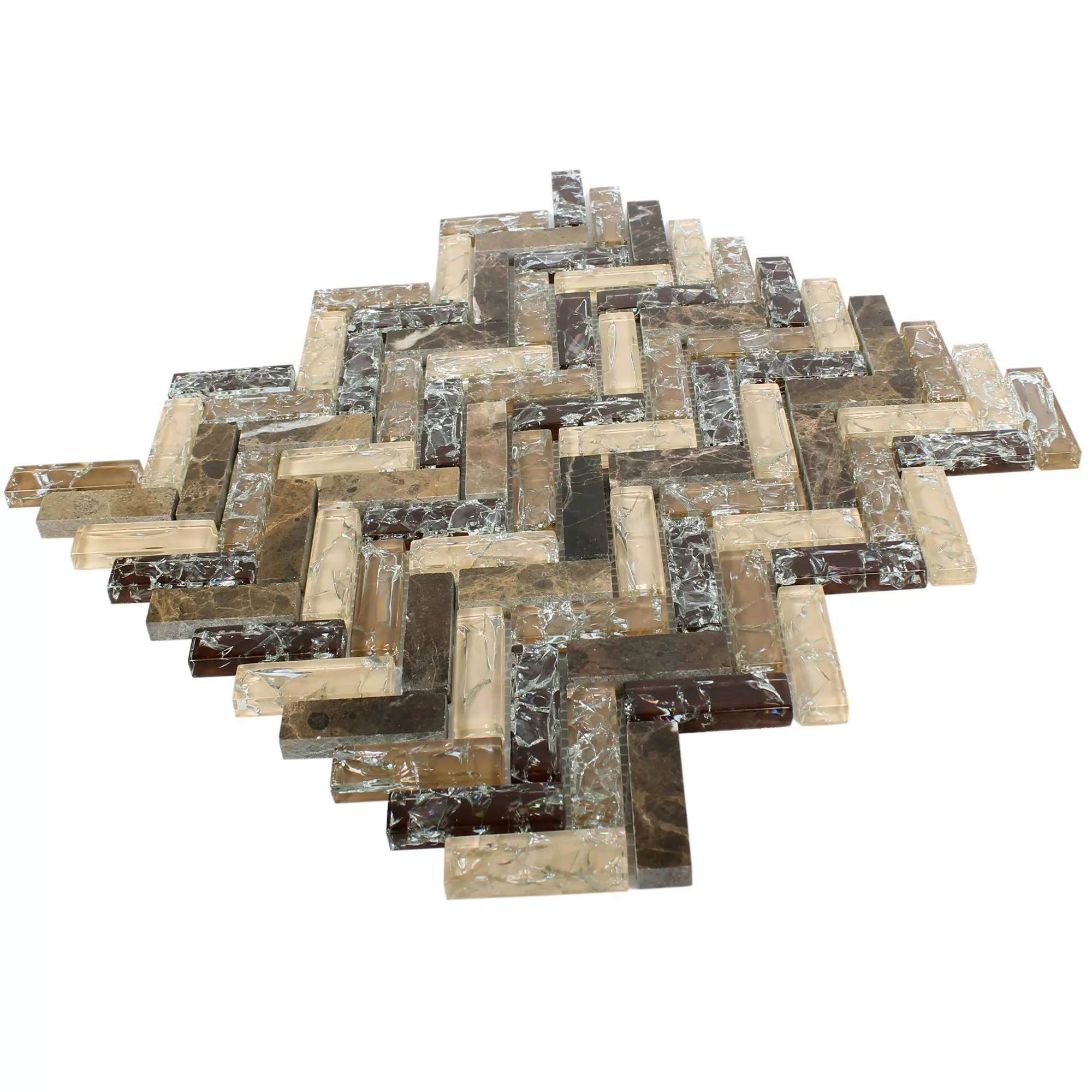 Mozaik Pločice Staklo Prirodni Kamen Malawi Dark Emperador Riblja Kost