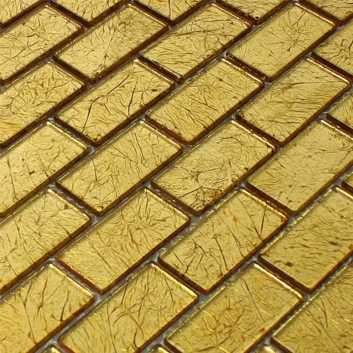 Mozaik Pločice Staklo Brick Kristal Zlatna Struktura