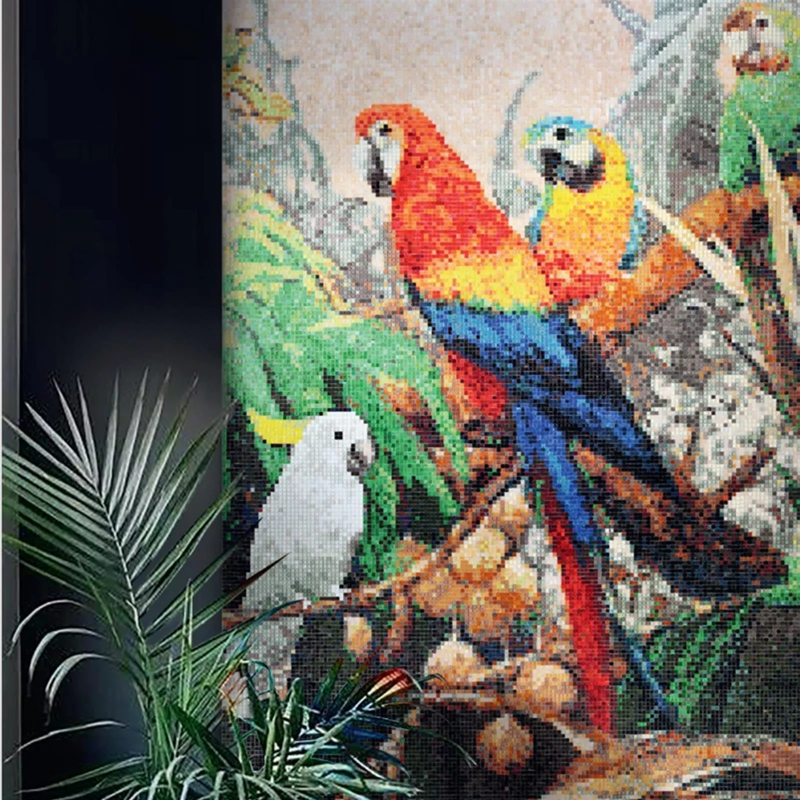 Mozaik Staklo Slika Parrots 110x240cm