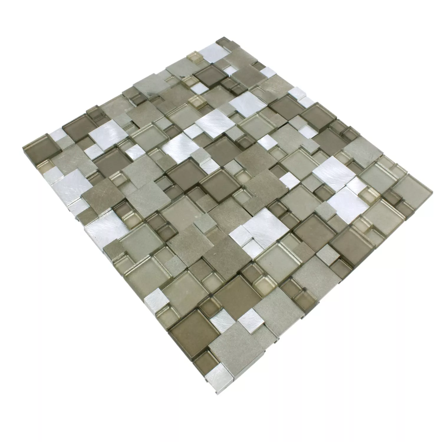 Mozaik Pločice Staklo Aluminij Condor 3D Smeđa Mix