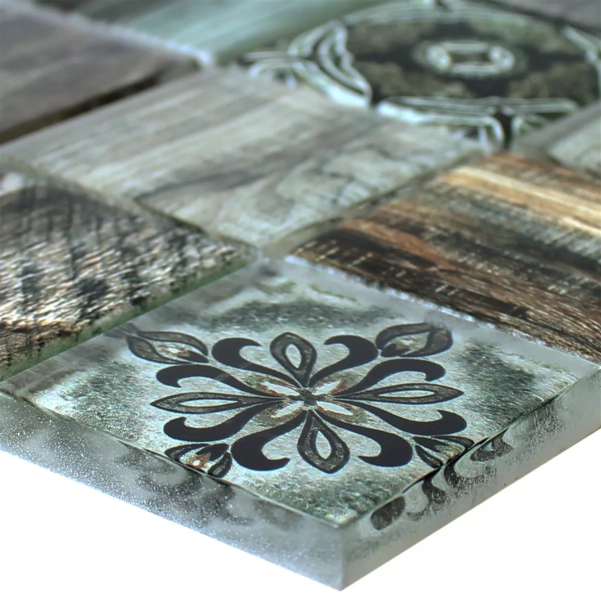 Stakleni Mozaik Pločice Imitacija Drva Makarska Smeđa Zelena
