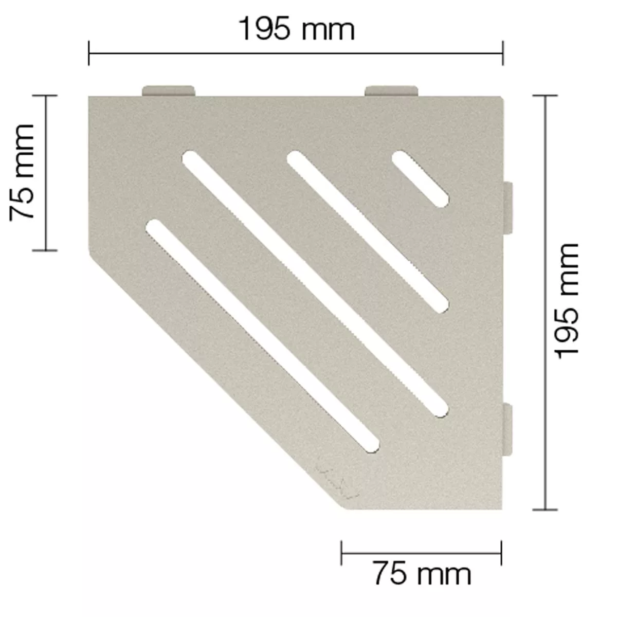 Zidna polica za tuš kabinu Schlüter 5-kutna 19,5x19,5 cm Wave Cream