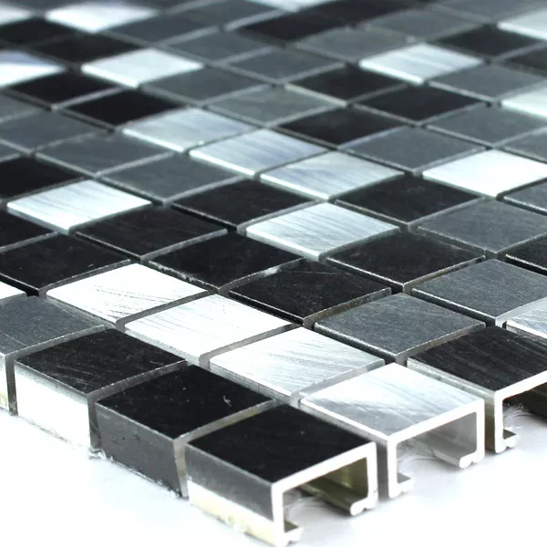 Mozaik Pločice Aluminij Crna Srebrna 15x15x8mm
