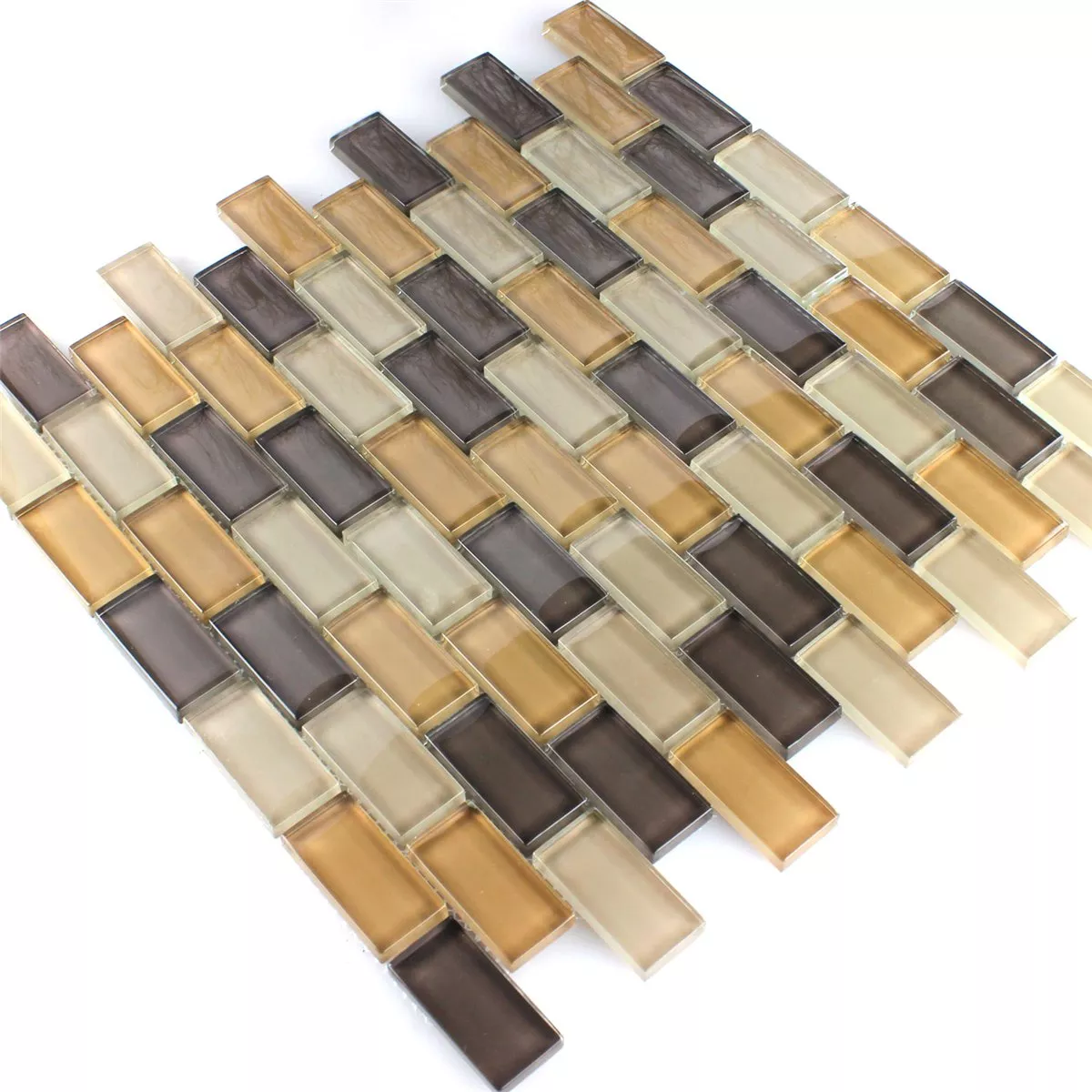 Mozaik Pločice Staklo Brick Smeđa Mix