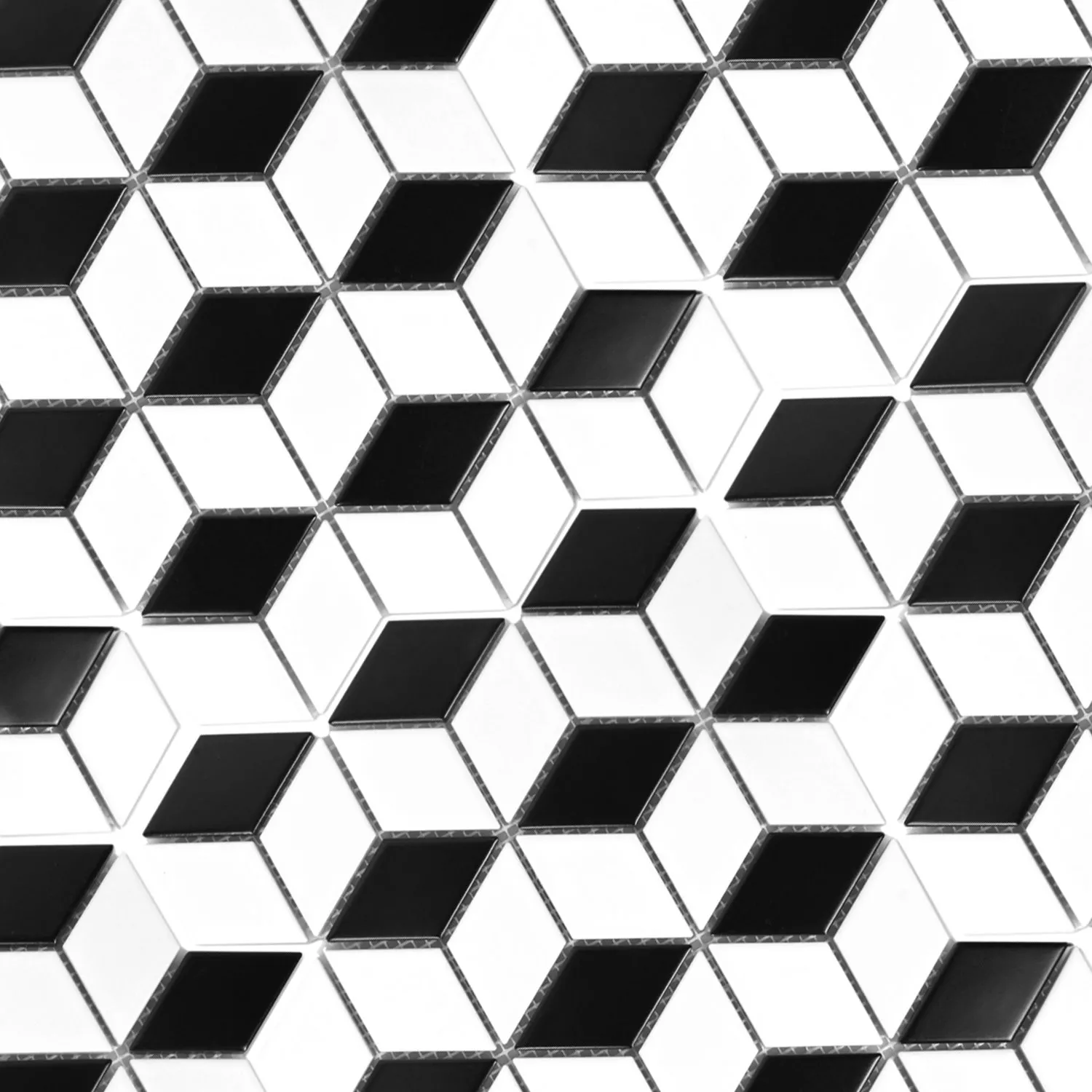 Uzorak Keramički Mozaik Kosmos 3D Kocka Crna Bijela