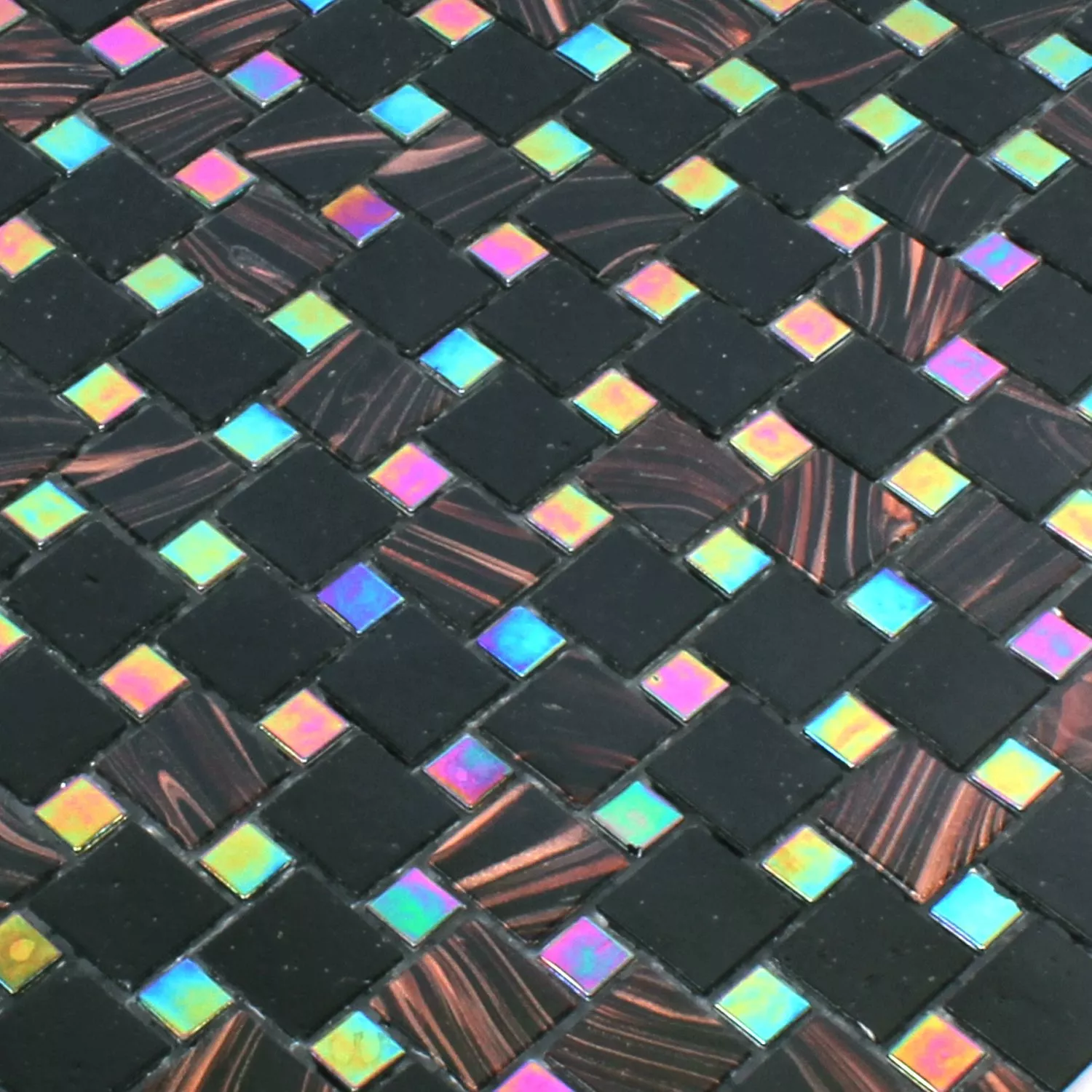 Uzorak Mozaik Pločice Staklo Tahiti Smeđa Crna Metallic