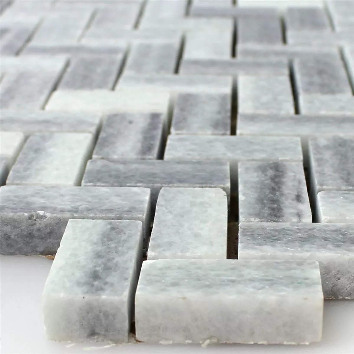 Mozaik Pločice Prirodni Kamen Mramor Siva Bijela Poliran
