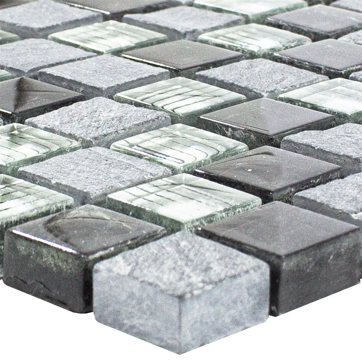 Mozaik Pločice Staklo Prirodni Kamen Lincoln Siva Srebrna