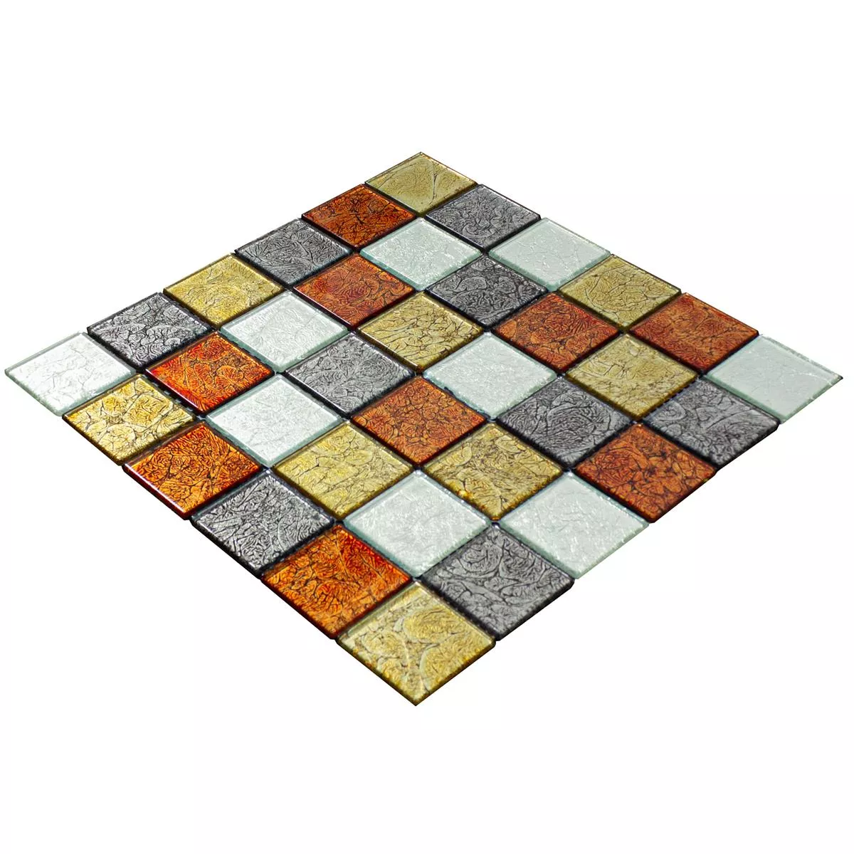 Stakleni Mozaik Pločice Curlew Crvena Smeđa Srebrna Q48 4mm 