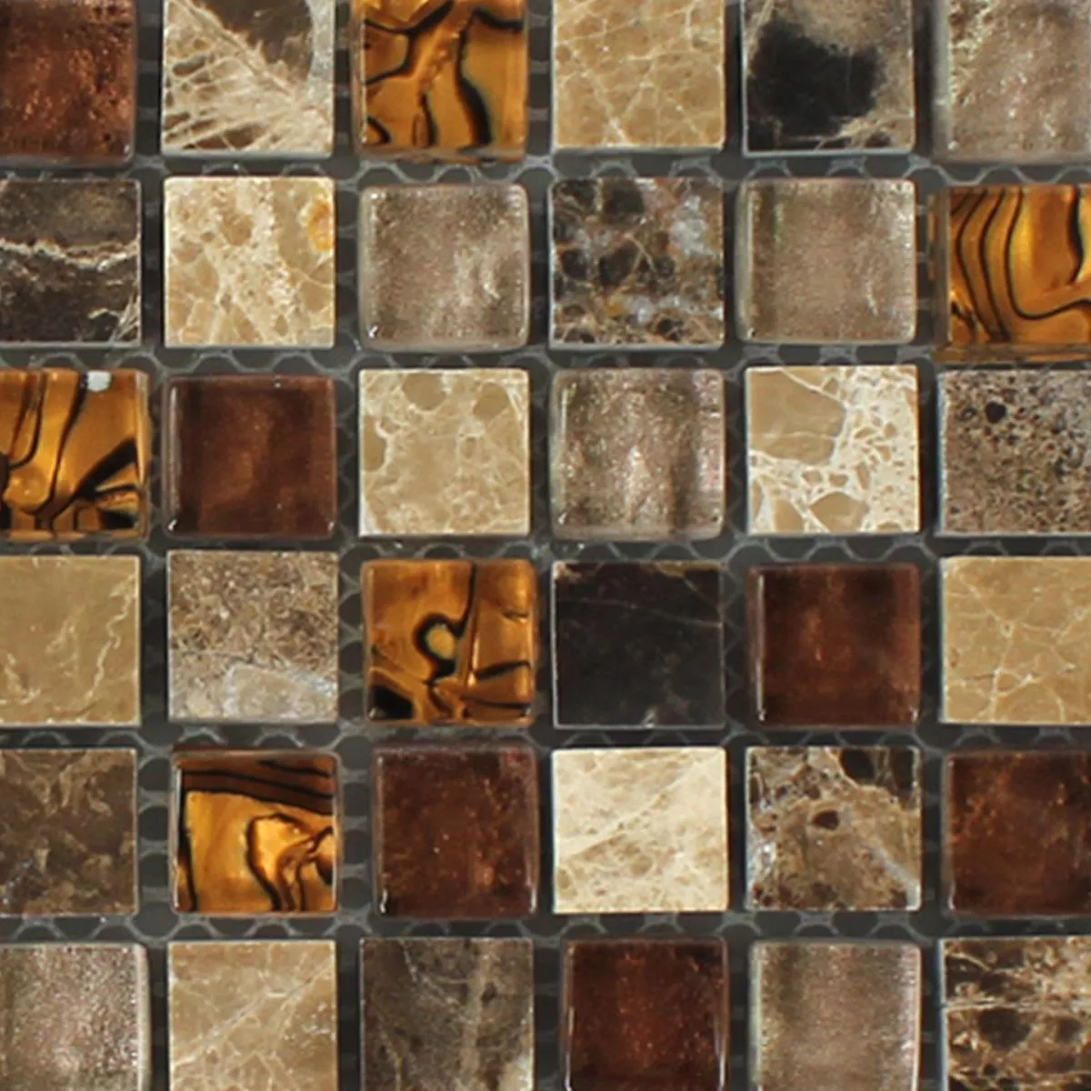 Uzorak Mozaik Pločice Staklo Prirodni Kamen Bež Smeđa 