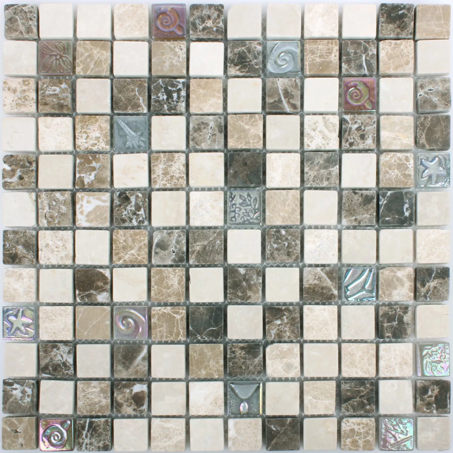 Mozaik Pločice Relief Mramor Java Staklo Mix Bež