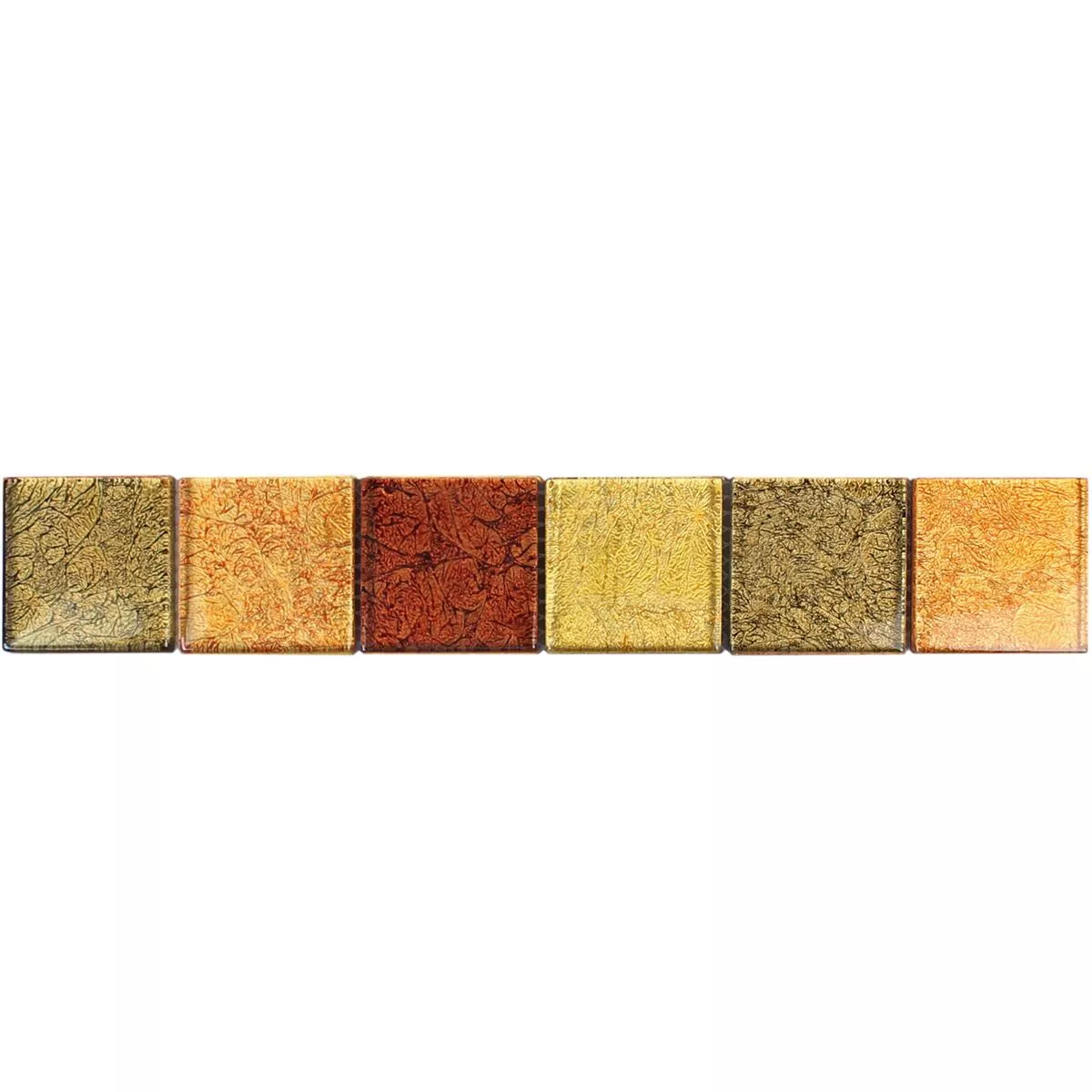 Stakleni Mozaik Pločice Bordura SantaFe Zlatna Narančasta Q48