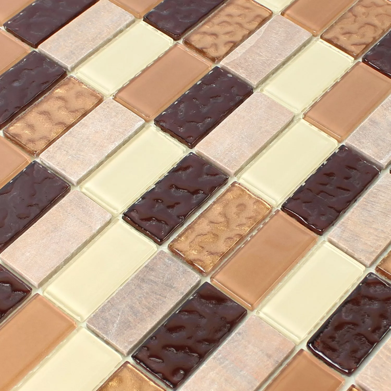 Samoljepljiv Mozaik Pločice Prirodni Kamen Staklo Bež Smeđa Brick