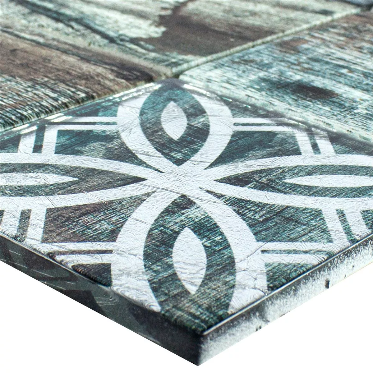 Uzorak Stakleni Mozaik Pločice Imitacija Drva Norwalk Siva Smeđa Zelena Q98