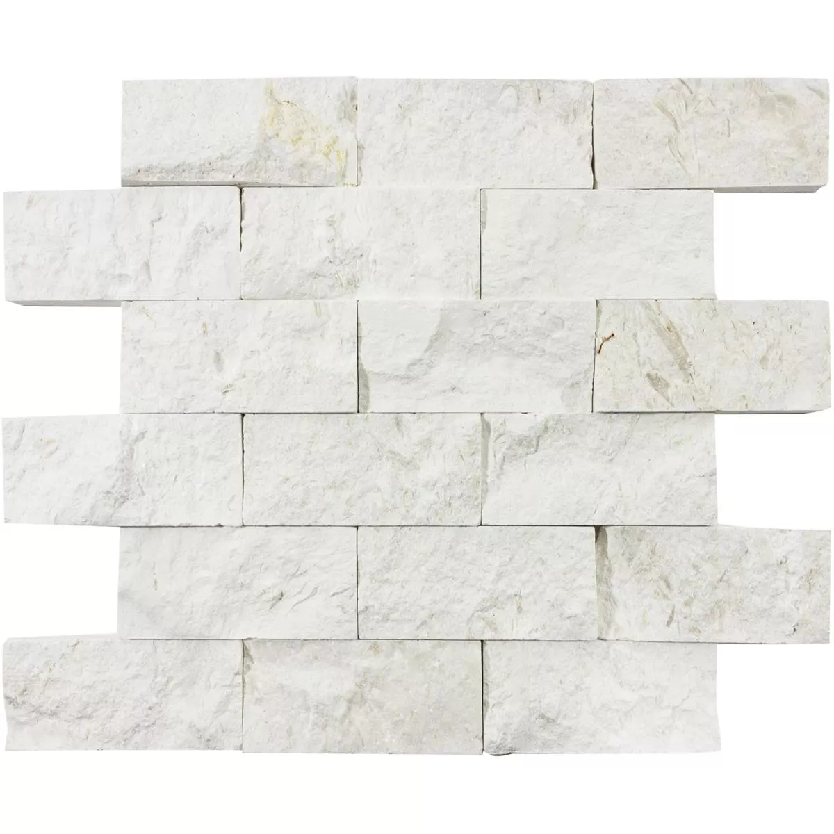 Mozaik Pločice Prirodni Kamen Kansas Splitface 3D Bijela