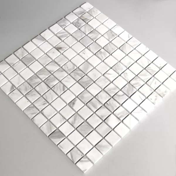 Mozaik Pločice Mramor 23x23x8mm Bijelo Polirano