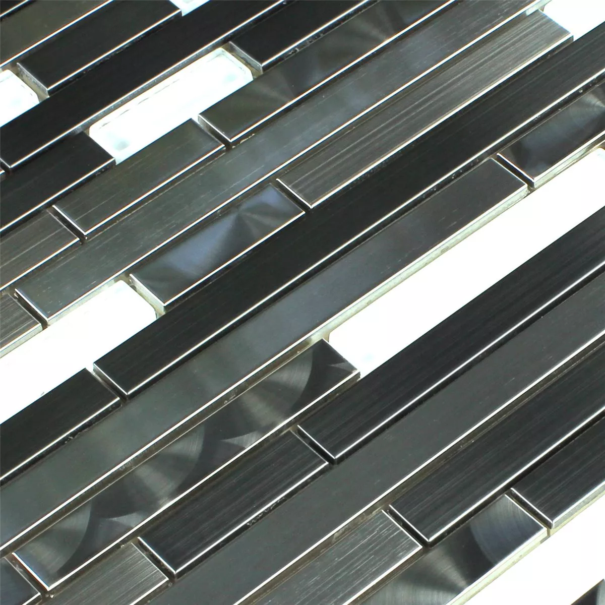 Uzorak Mozaik Pločice Metal Staklo Bijela Srebrna Sticks