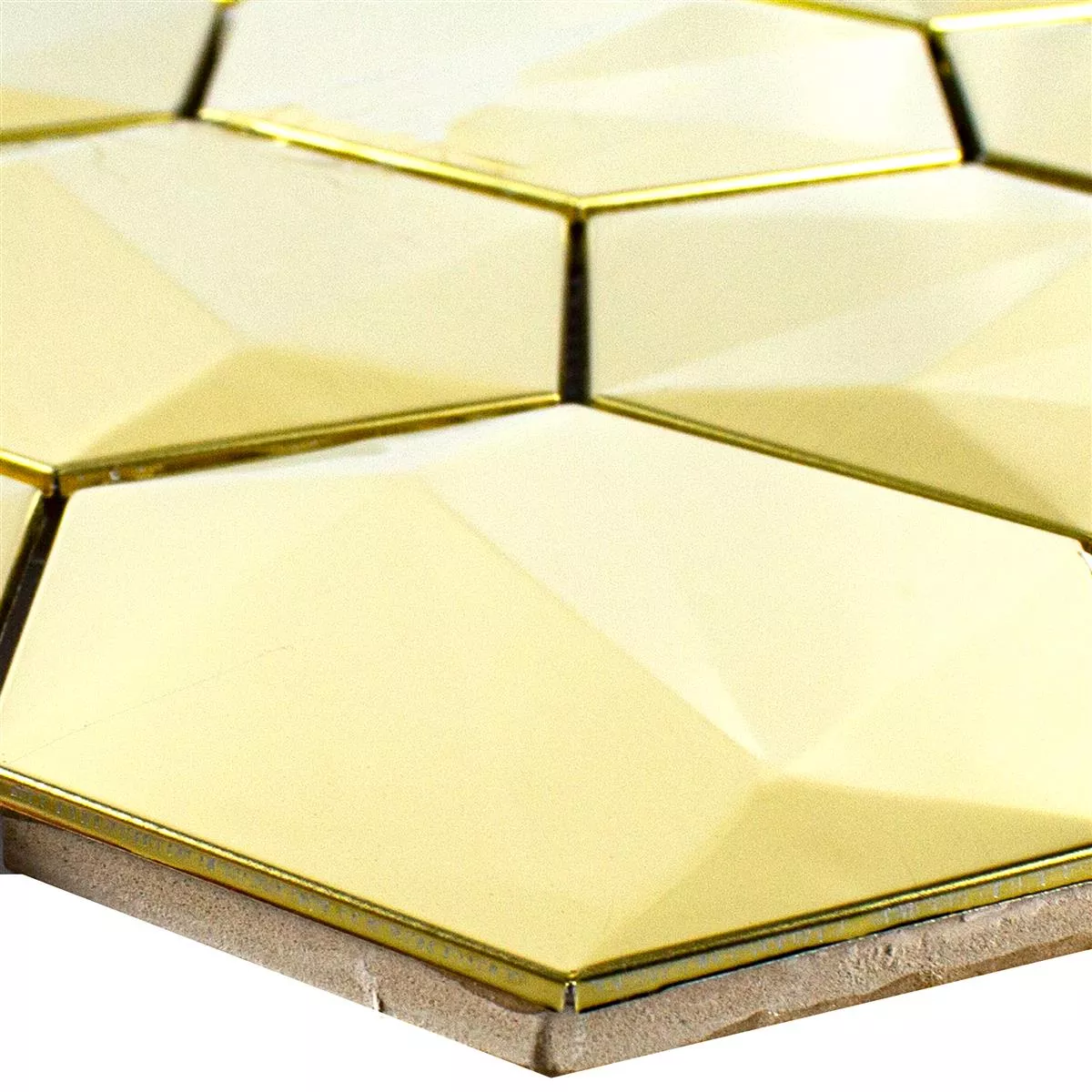 Uzorak Čelik Mozaik Pločice Durango Šesterokut 3D Zlatna