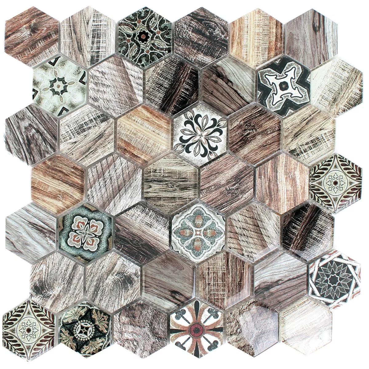 Uzorak Staklo Mozaik Od Prirodnog Kamena Eritrea Imitacija Drva Smeđa Siva