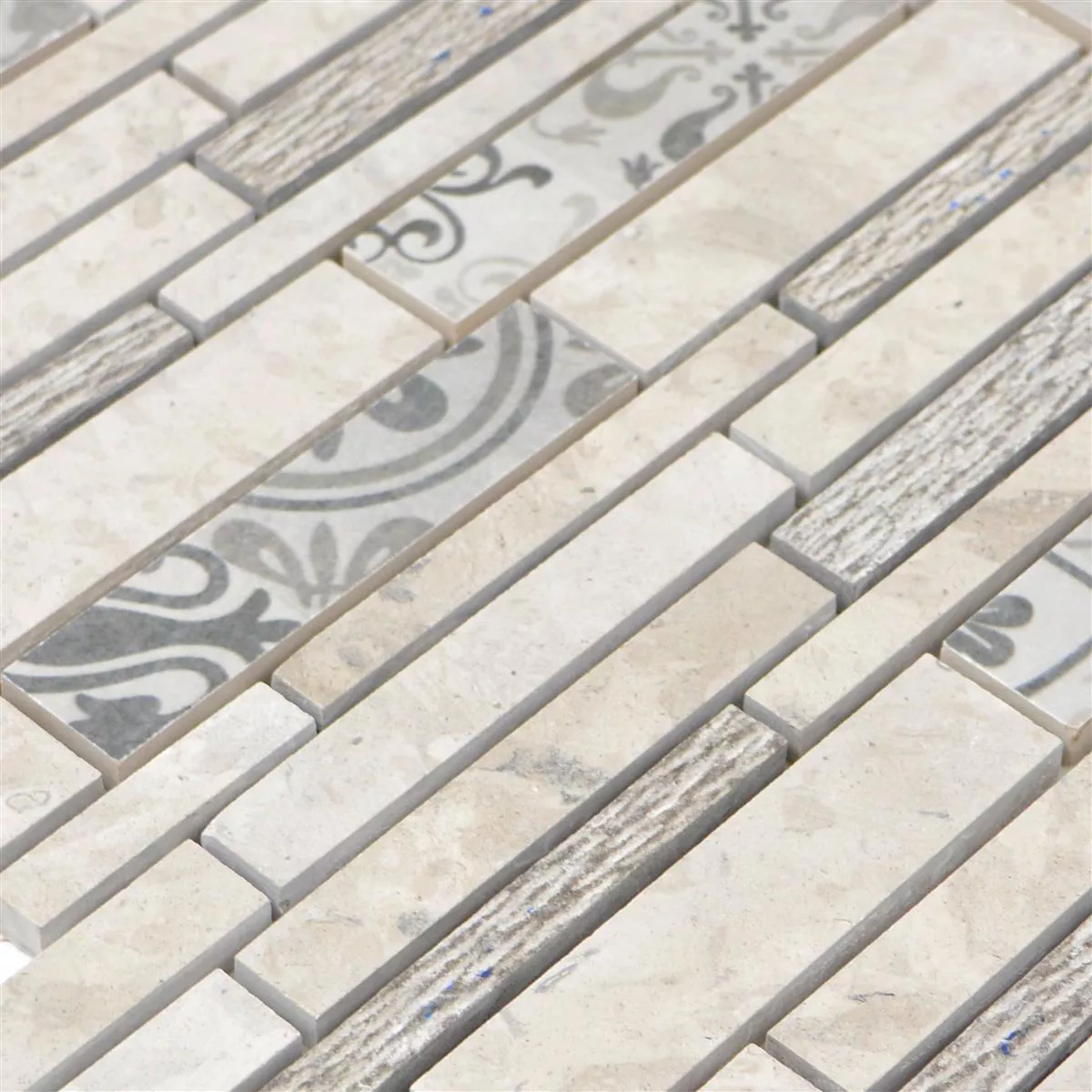 Uzorak Keramika Mozaik Pločice Mythos Štapići Siva Bež