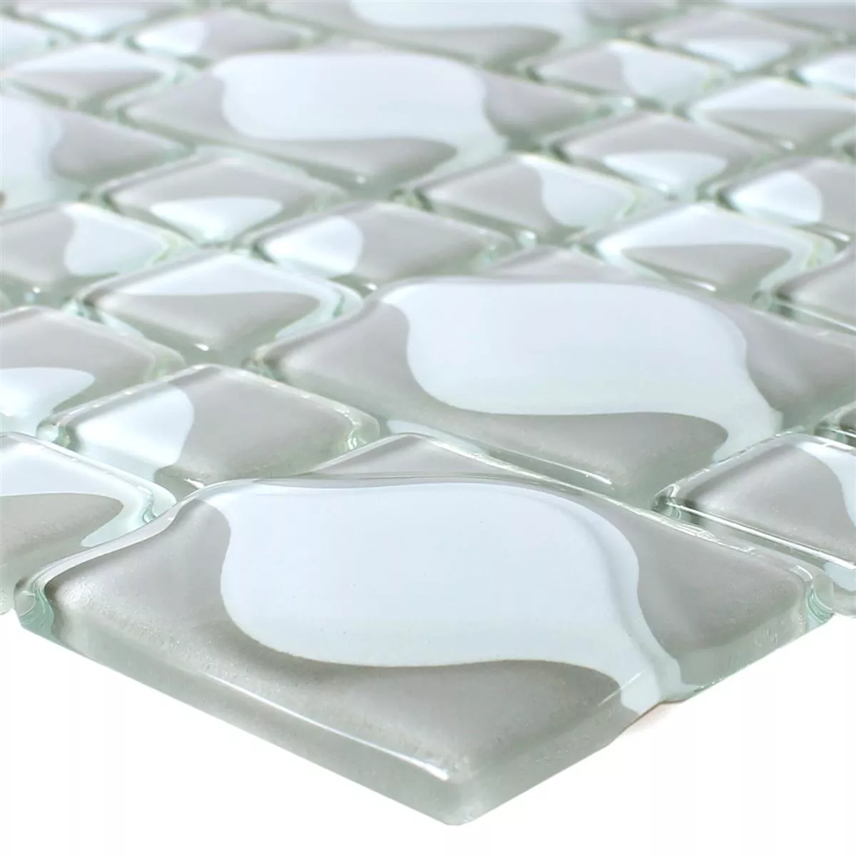 Uzorak Stakleni Mozaik Pločice Nokta Siva Bijela 3D