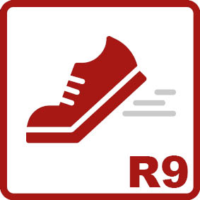 Antiskliznost R9 
Kut nagiba 6-10°Niska vrijednost trenja, pogodna za stepenice, blagovaonice, ulazne prostore, bolničke odjele ili liječničke ordinacije.