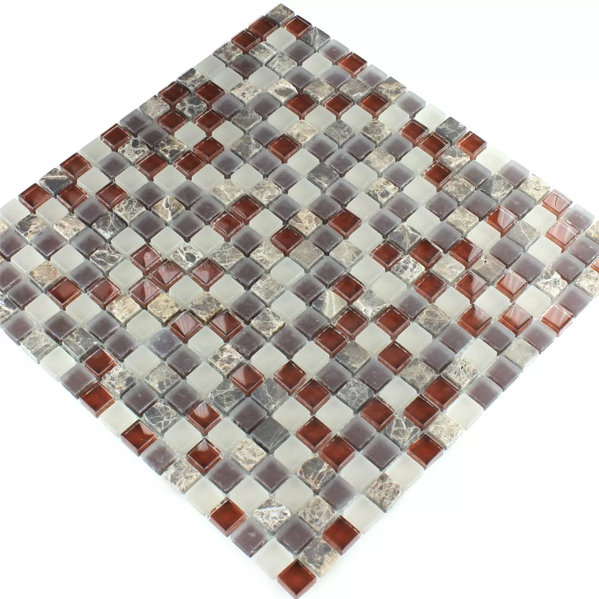 Mozaik Pločice Staklo Mramor 15x15x8mm Smeđa