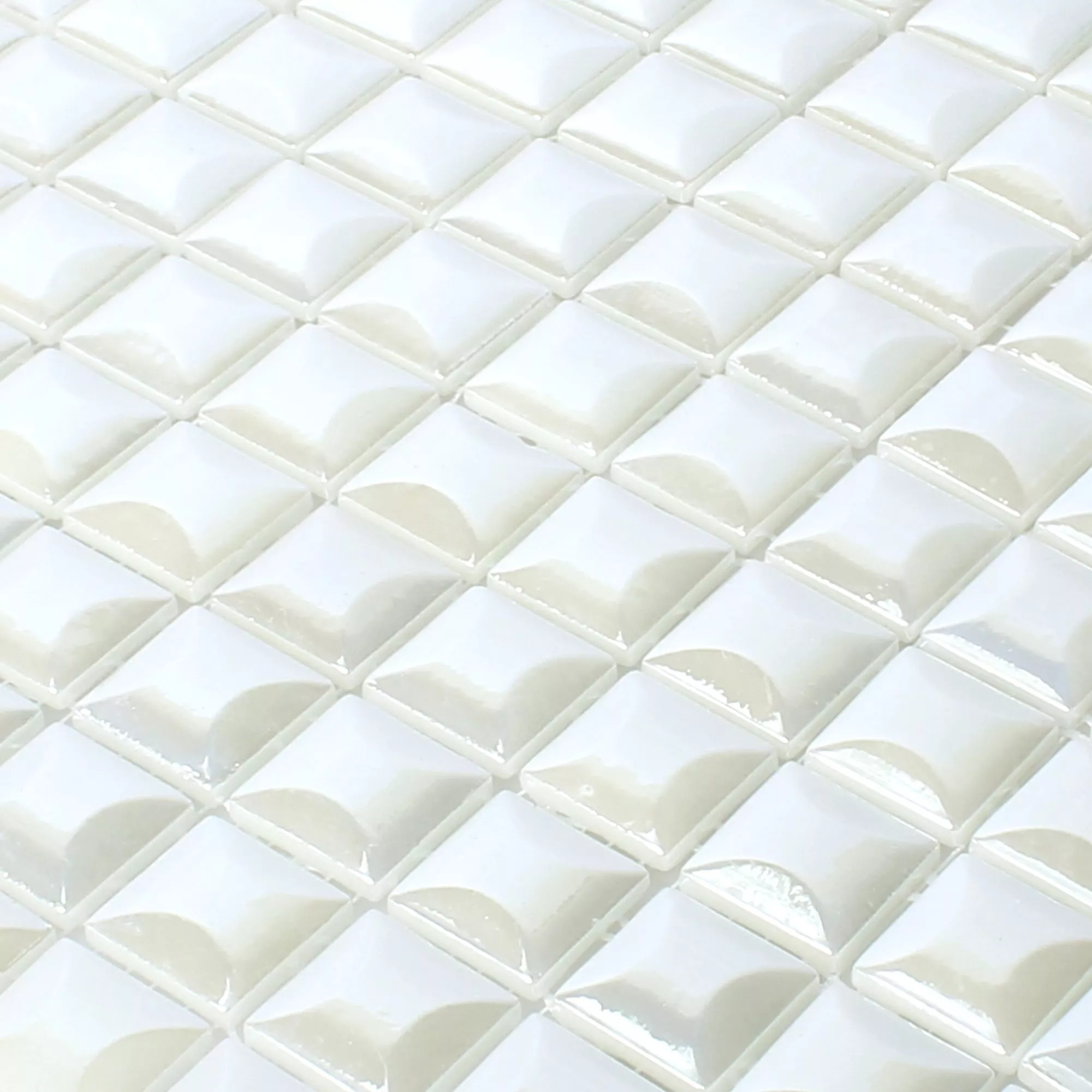 Stakleni Mozaik Pločice Monrovia Bijela 3D Metallic