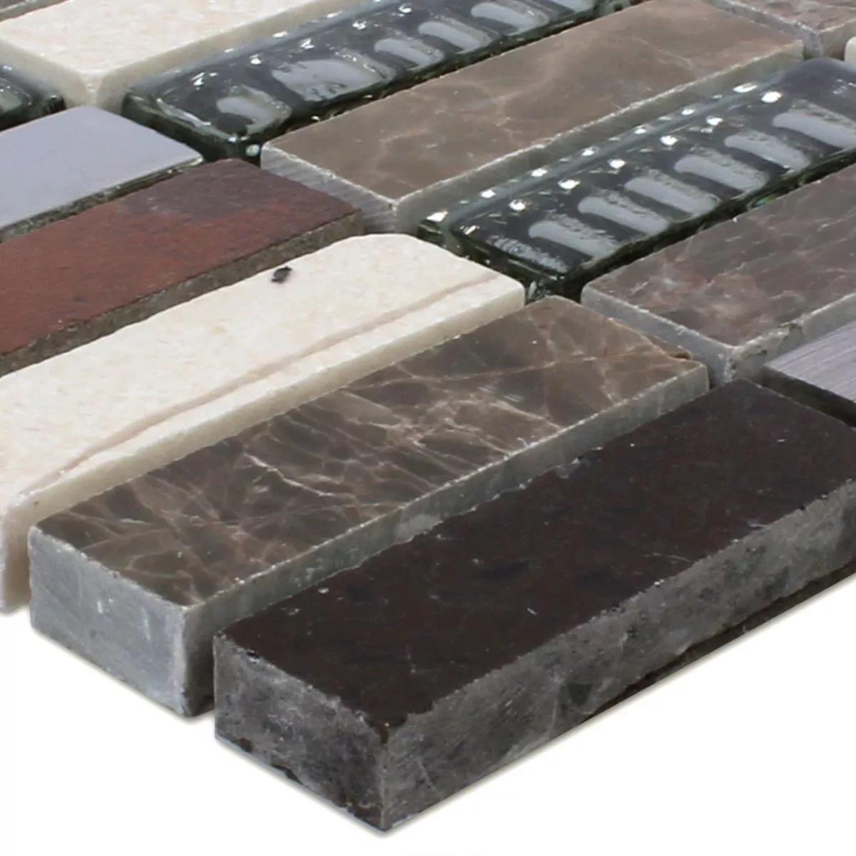 Uzorak Mozaik Pločice Metal Staklo Prirodni Kamen Bež Smeđa Mix