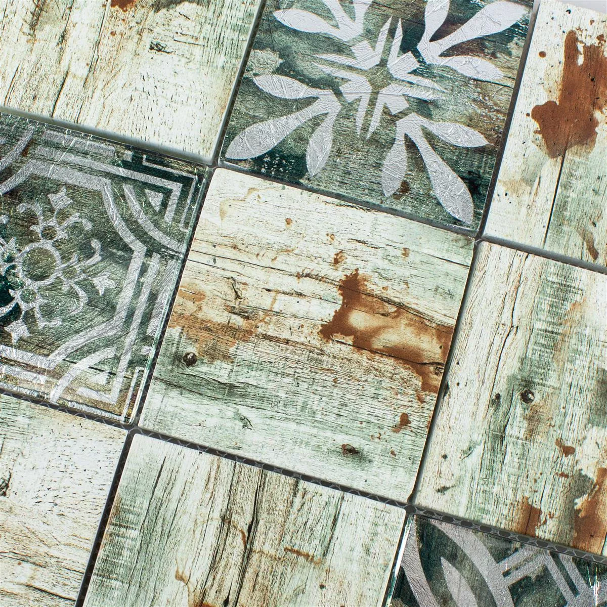 Uzorak Stakleni Mozaik Pločice Imitacija Drva Township Bež Smeđa Q98