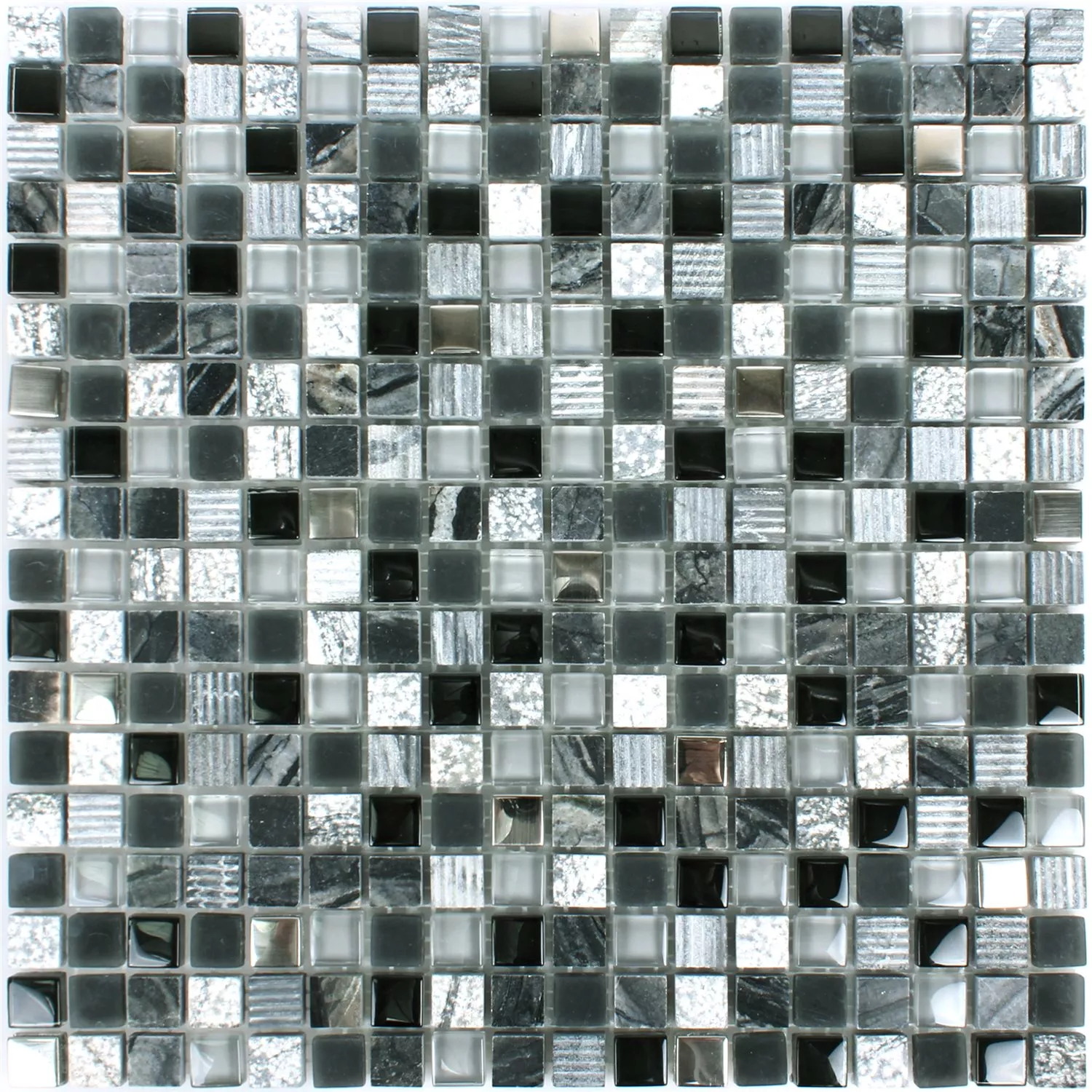 Uzorak Mozaik Pločice Venzona Crna Srebrna
