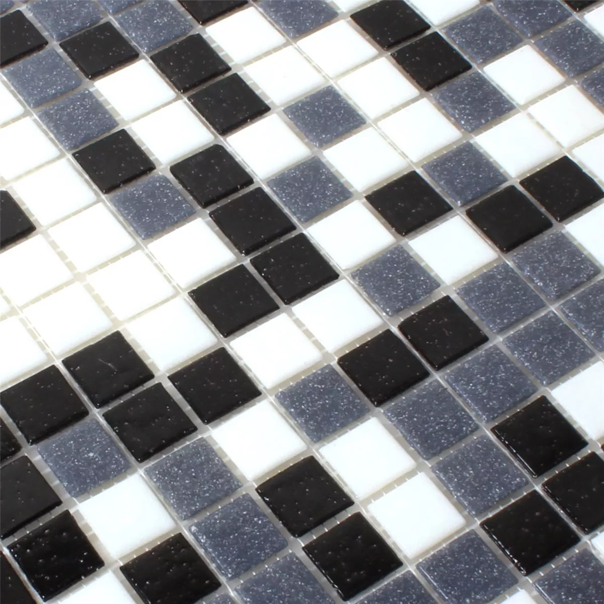 Uzorak Mozaik Pločice Staklo Bijela Siva Crna Mix