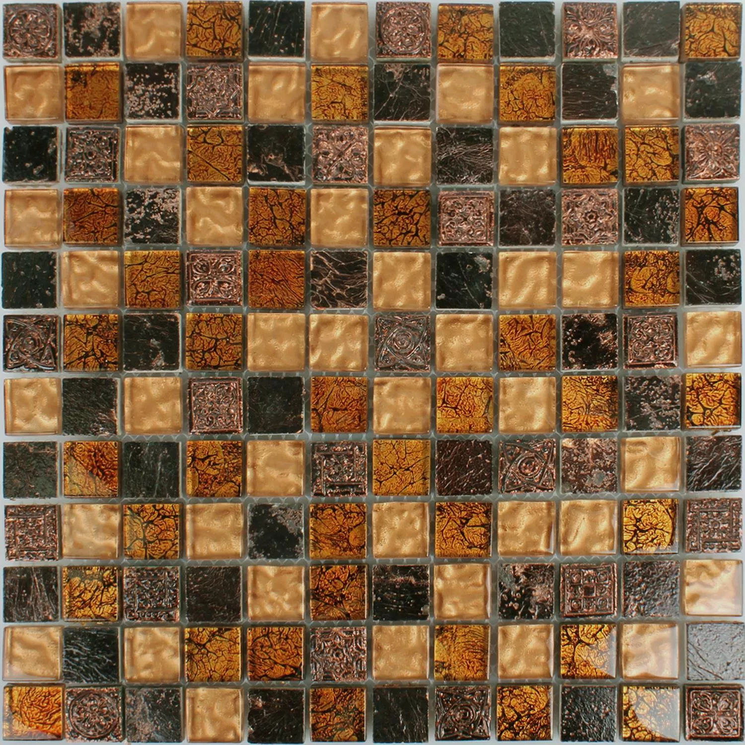 Uzorak Mozaik Pločice Staklo Prirodni Kamen Maya Brown