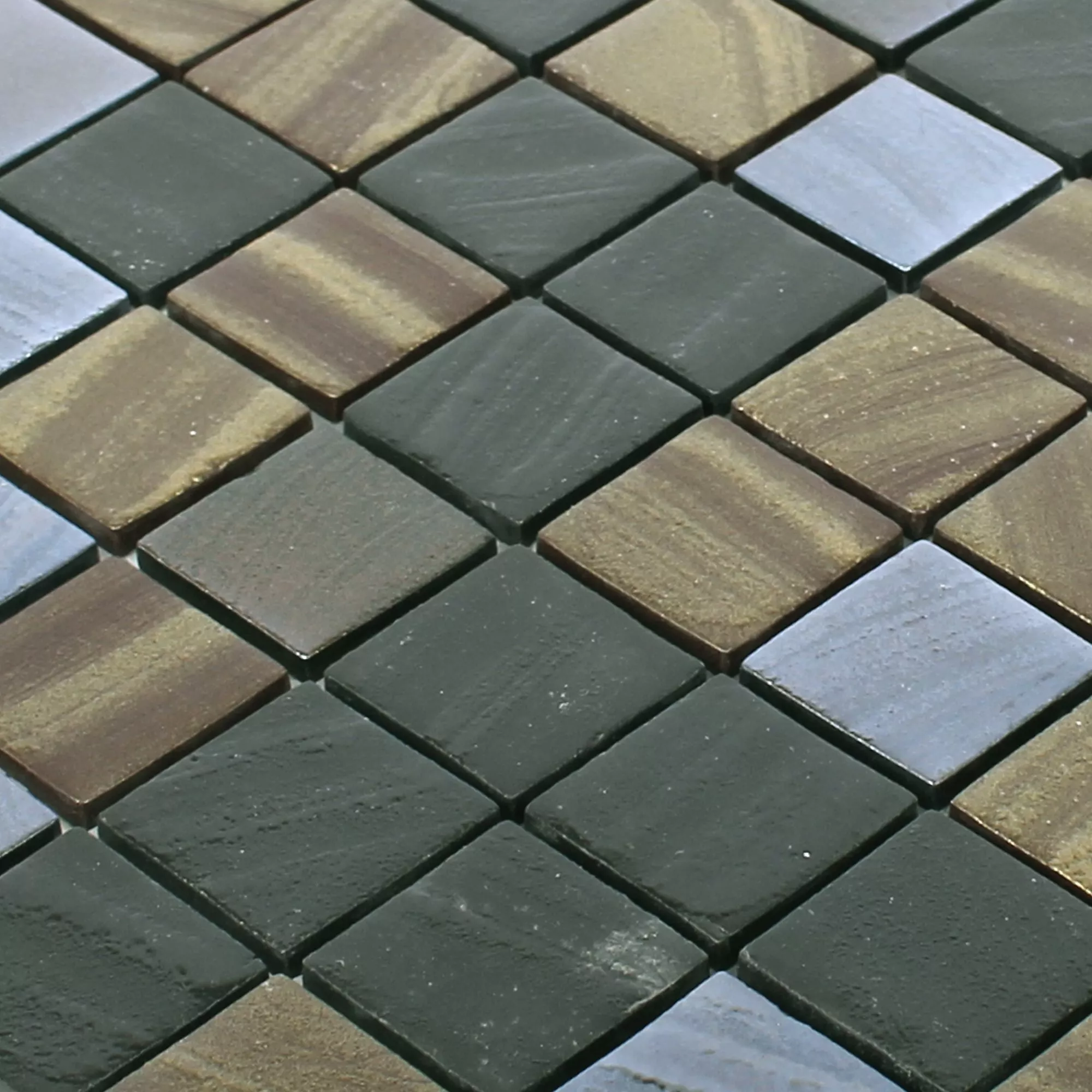 Stakleni Mozaik Pločice Mascota Crna Zlatna Bronca