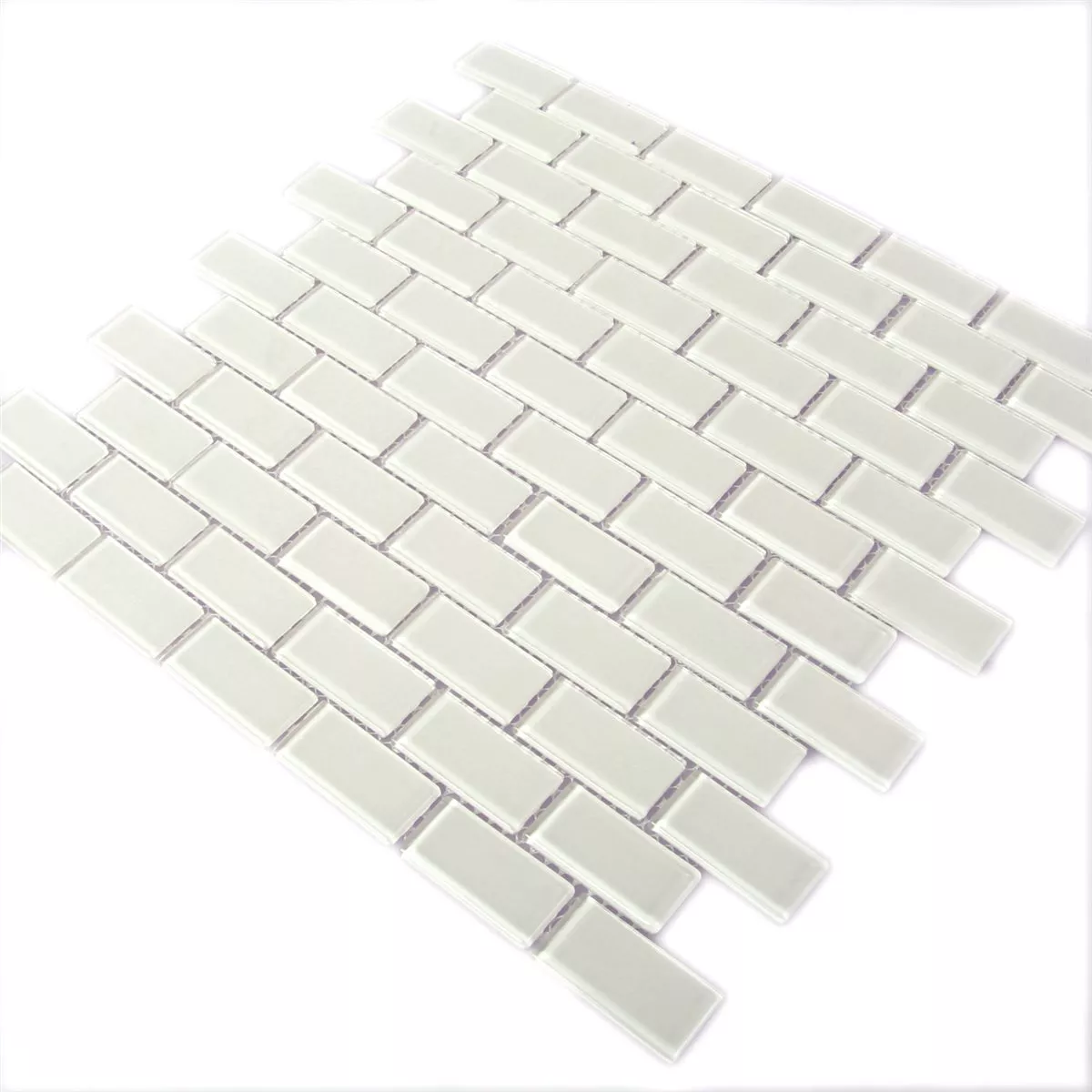 Mozaik Pločice Staklo Brick Bijela Sjajne 25x50x4mm