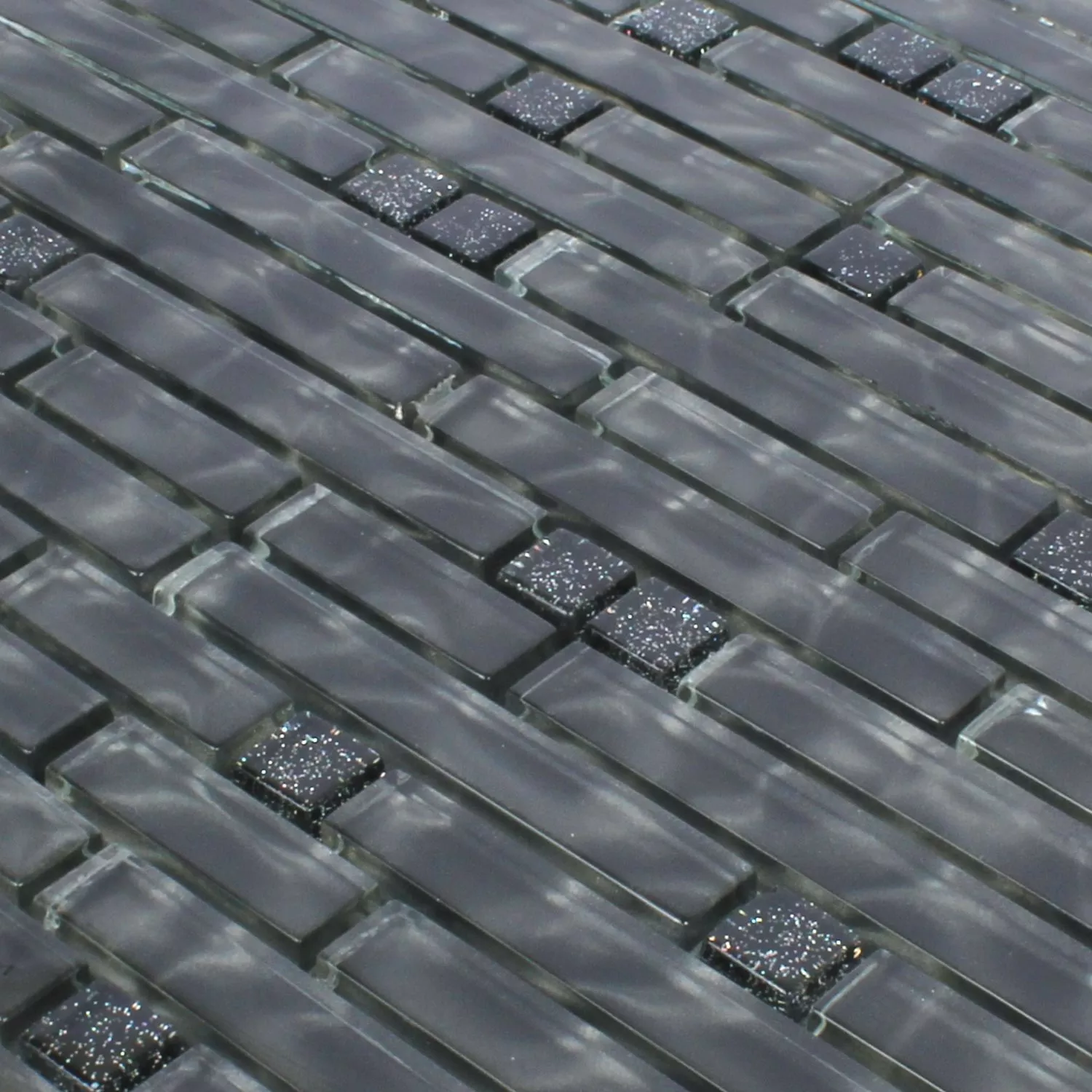 Uzorak Stakleni Mozaik Pločice Villach Crna Šljokice Uni