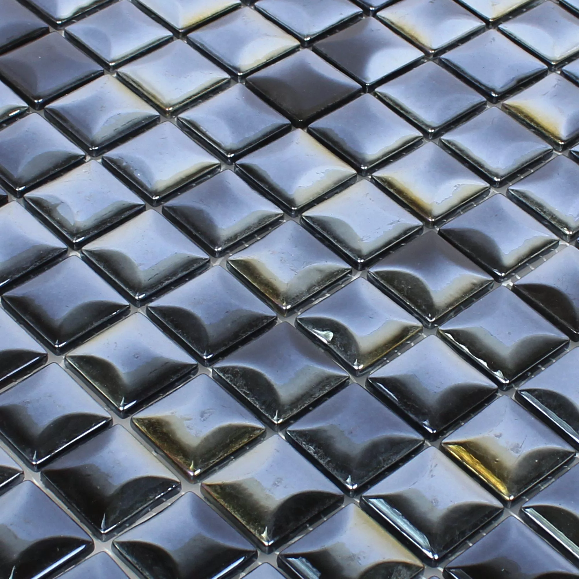 Stakleni Mozaik Pločice Monrovia Crna 3D Metallic