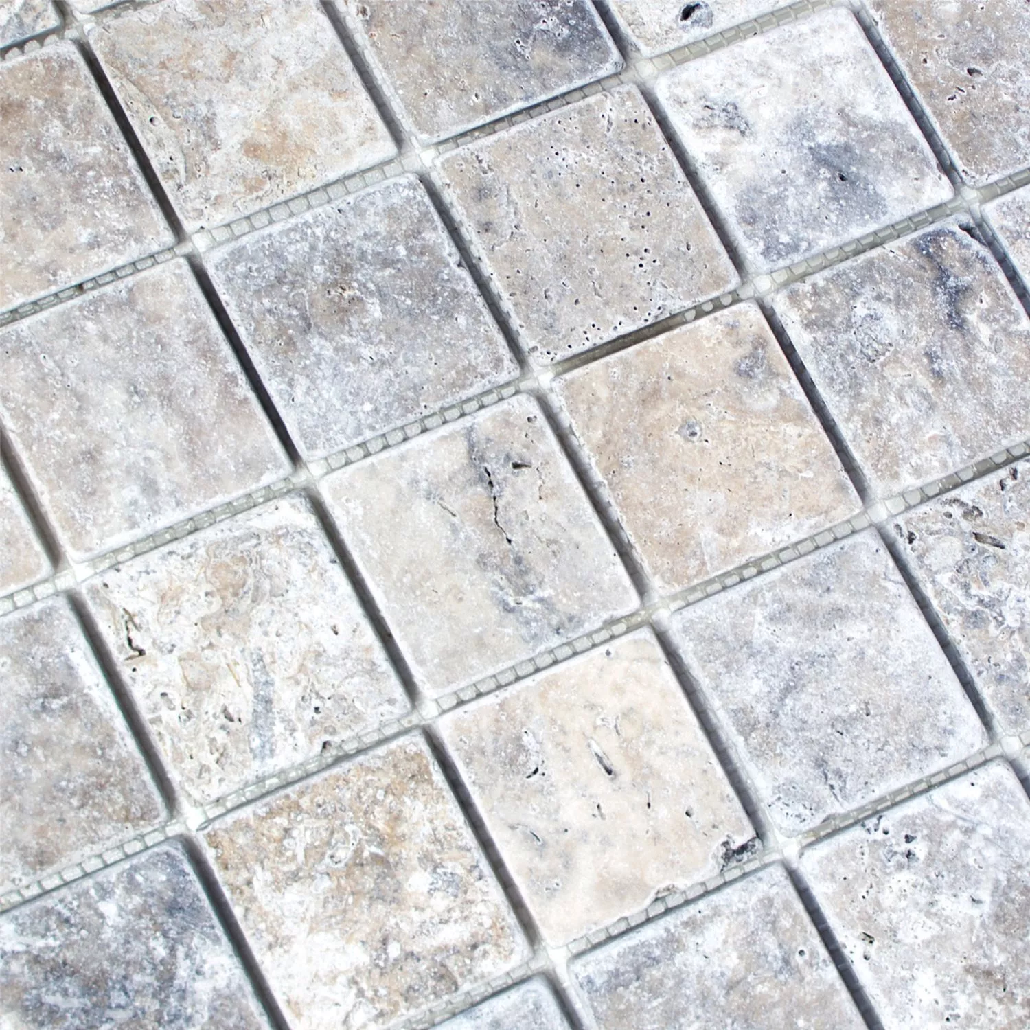 Mozaik Pločice Travertin Nestor Srebrna 48