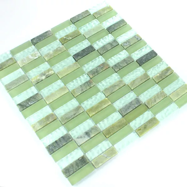 Mozaik Pločice Staklo Mramor 15x48x8mm Zelena Mix Sticks