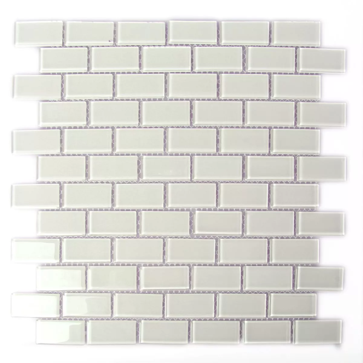 Mozaik Pločice Staklo Brick Bijela Sjajne 25x50x4mm
