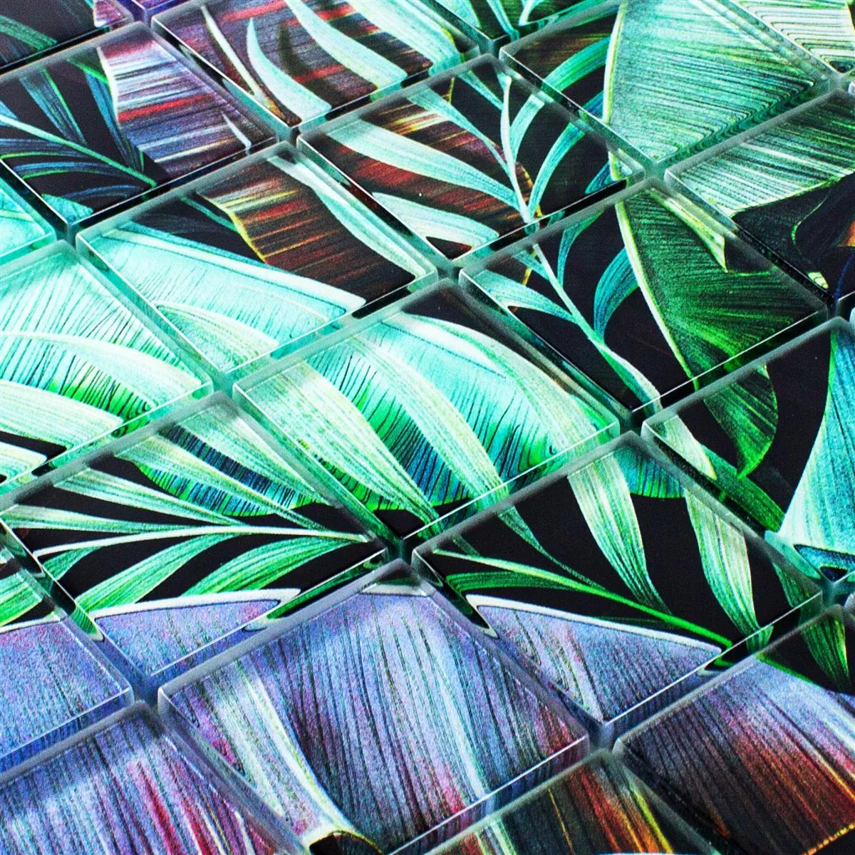 Stakleni Mozaik Pločice Pittsburg Cvjetna Optika Zelena Lila