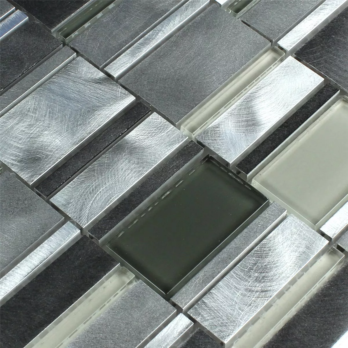 Uzorak Mozaik Pločice Aluminij Staklo Siva Srebrna