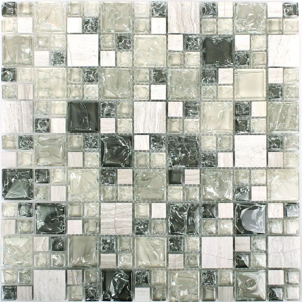 Mozaik Pločice Staklo Prirodni Kamen Malawi Zelena Siva 2 Mix