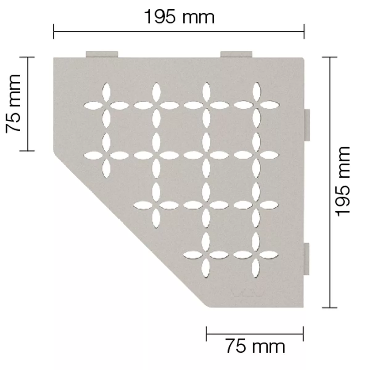 Zidna polica za tuš kabinu Schlüter 5 kutova 19,5x19,5 cm cvjetno bež