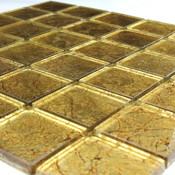 Stakleni Mozaik Pločice 48x48x8mm Zlatna Metal