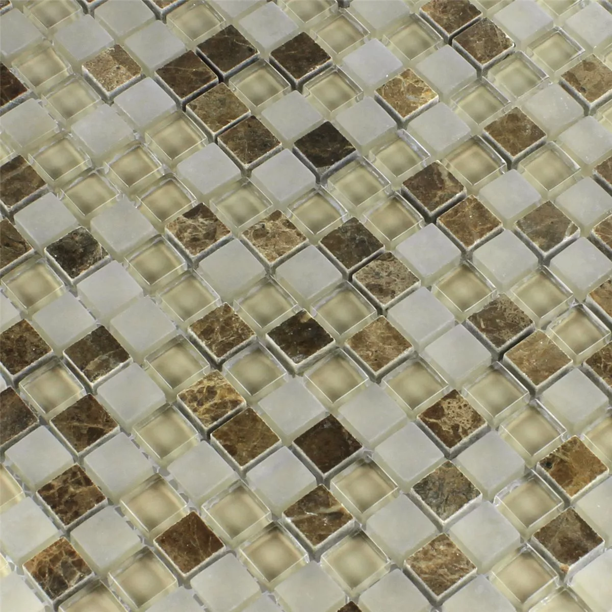 Mozaik Pločice Staklo Mramor Quebeck Smeđa 15x15x8mm