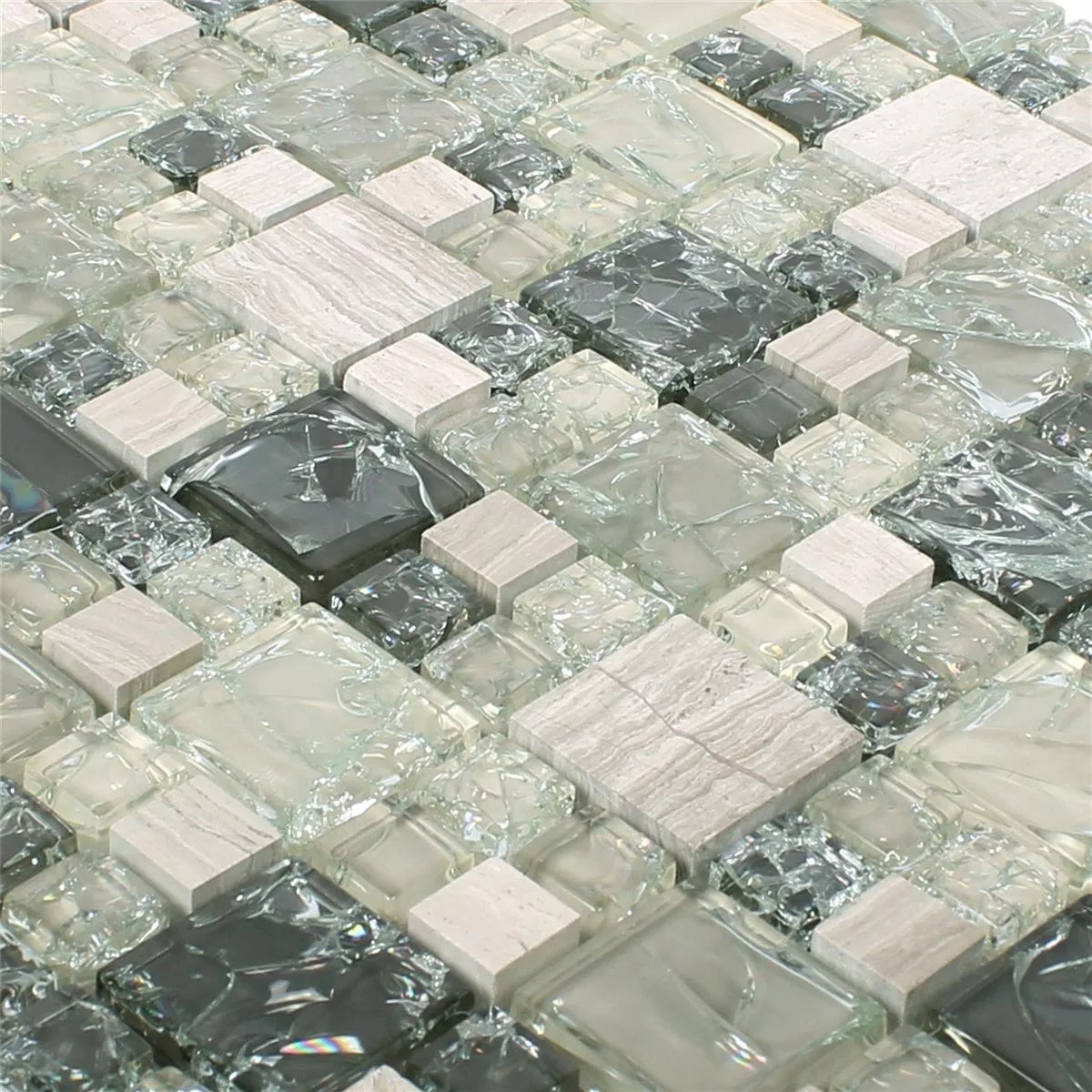 Uzorak Mozaik Pločice Staklo Prirodni Kamen Malawi Zelena Siva ix